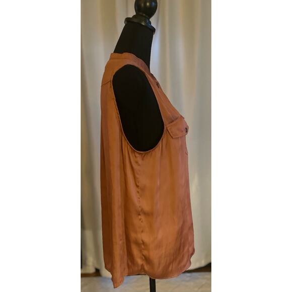 H&M Silky Copper Blouse Mandarin Collar Size 14 - Picture 5 of 5